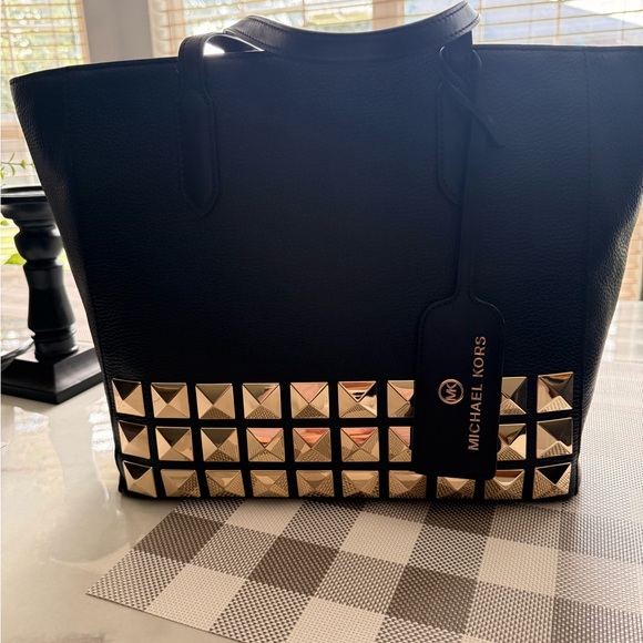Michael Kors Black Tote with Gold Studs - Picture 1 of 1